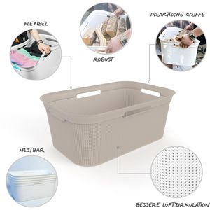 Produktbild für Wäschekorb Rotho Brisen, cappuccino, mit 4 Griffen