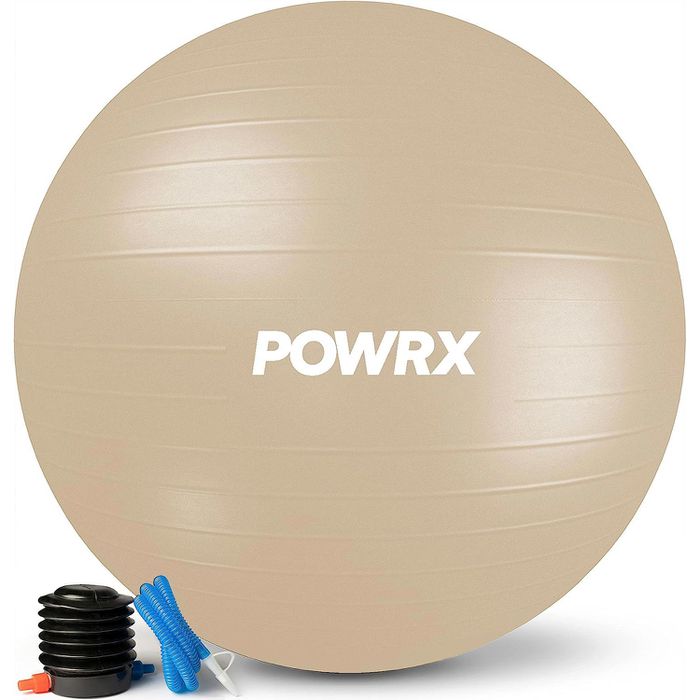 POWRX Gymnastikball Anti-Burst, groß, Ø 75cm, mit Pumpe, beige
