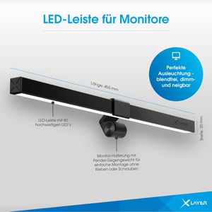 Produktbild für Monitorlampe XLayer 219154, mit USB und LED