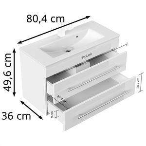 Produktbild für Waschtisch Posseik Portus 800 SlimLine, hängend,weiß hochglanz