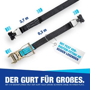 Produktbild für Spanngurt NTG Black, schwarz, mit Airline-Fitting &amp; Ratsche