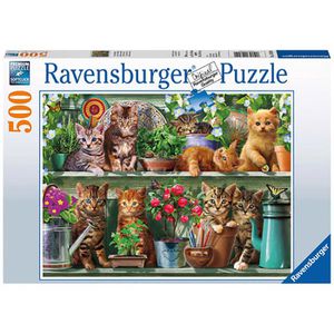 Ravensburger Puzzle 14824 Katzen im Regal, 500 Teile, ab 10 Jahre