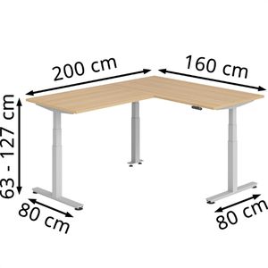 Produktbild für Schreibtisch Hammerbacher XDSMW, eiche / silber