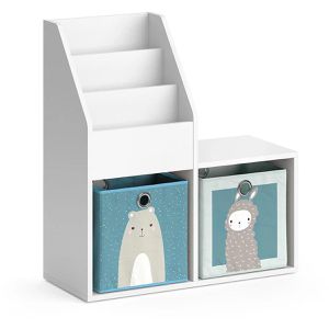 Bücherregal Vicco Luigi Mini, weiß, mit 2 Faltboxen