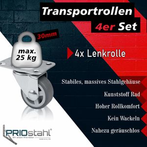 Produktbild für Möbelrolle PRIOstahl mit Anschraubplatte, 4 Stück