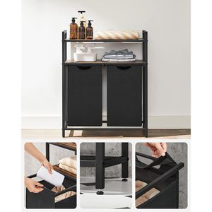 Produktbild für Wäschekorb Vasagle BLH211B01, schwarz, 2 Fächer