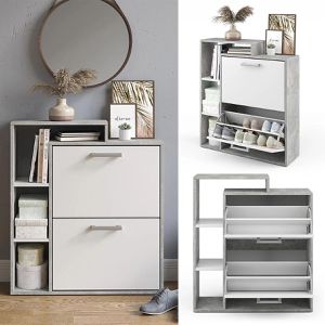 Produktbild für Schuhschrank Vicco Orlando, beton grau / weiß