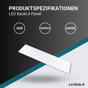 Produktbild für LED-Panel Luxula LX-120-4000-BL, weiß, 120 x 30 cm