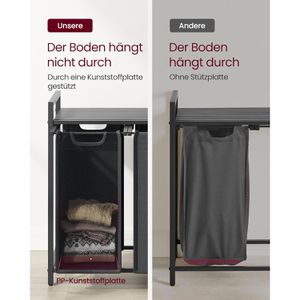 Produktbild für Wäschekorb Vasagle BLH301G01, schwarz, 3 Fächer