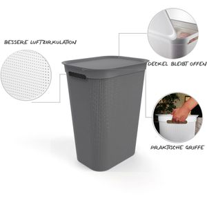 Produktbild für Wäschekorb Rotho Brisen, anthrazit, mit Deckel