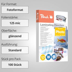 Produktbild für Laminierfolien Peach S-PP525-19, 10 x 15 cm