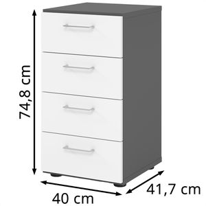 Produktbild für Kommode Hammerbacher Serie 9 Advanced, weiß / graphit