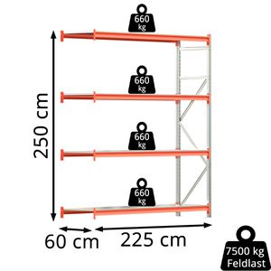Produktbild für Anbauregal Regalwerk EMMA, 4 Metallböden