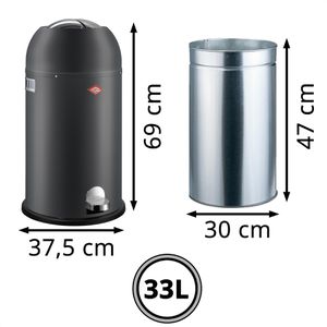Produktbild für Mülleimer Wesco Kickmaster, graphit matt