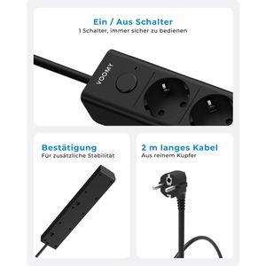 Produktbild für Steckdosenleiste Voomy Power S4, mit 2m Kabel