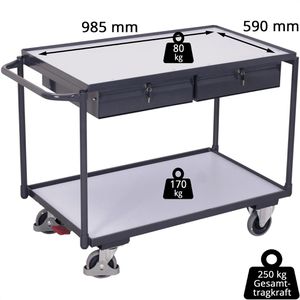 Produktbild für Tischwagen VARIOfit sw-600.939, ESD, Metall &amp; Holz