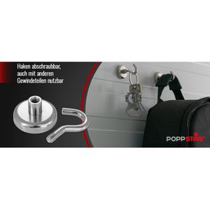 Produktbild für Hakenmagnet Poppstar 1010768, Neodym, extra stark