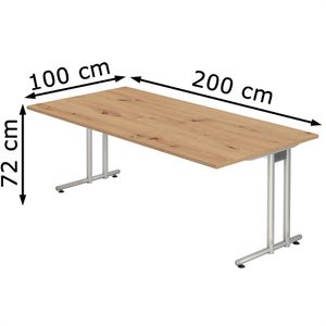 Produktbild für Schreibtisch Hammerbacher N-Serie, asteiche / silber