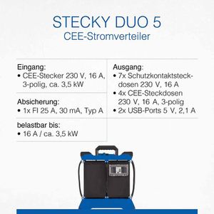 Produktbild für CEE-Stromverteiler as-Schwabe Stecky Duo 5, mobil
