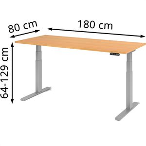 Produktbild für Schreibtisch Hammerbacher XDKB 19, buche / silber