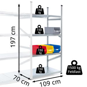 Produktbild für Anbauregal GEWE 710A4R, 4 Metallböden