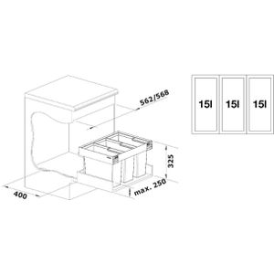 Produktbild für Einbaumülleimer BLANCO Flexon II Low 60/3, 526642
