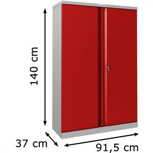 Phoenix Aktenschrank 37cm, zerlegt, – SCL1491GRK, rot x Böttcher abschließbar, 91,5 x / 140 Metall, lichtgrau AG