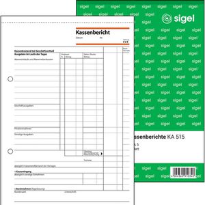 Kassenbuch Sigel KA515, Kassenbericht, A5
