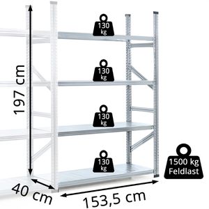 Produktbild für Anbauregal GEWE 415A4R, 4 Metallböden