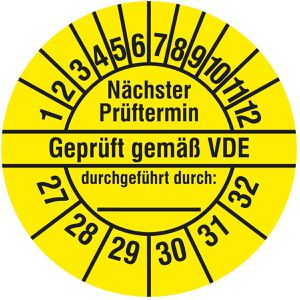 Prüfplaketten Böttcher-AG Nächste Prüftermin geprüft gem. VDE