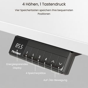 Produktbild für Schreibtisch FlexiSpot E5W, weiß / weiß