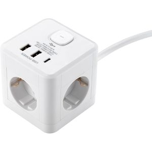 Produktbild für Steckdosenwürfel McPower 1300667, mit Schalter, weiß