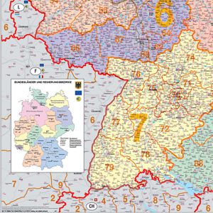 Produktbild für Deutschlandkarte Stiefel Postleitzahlenkarte, rahmenlos