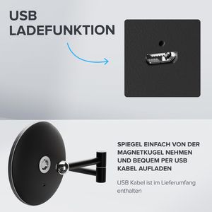 Produktbild für Kosmetikspiegel ovimar Leinoya, dimmbare Beleuchtung, schwarz