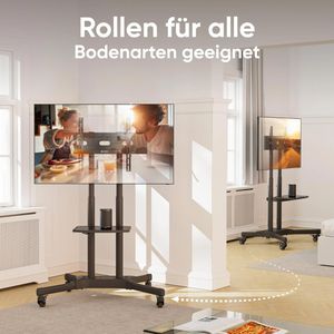 Produktbild für TV-Ständer Onkron TS1351-B, Ablage &amp; Rollen, schwarz, Metall