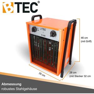 Produktbild für Heizlüfter BTEC 120863, mit 3 Stufen bis 9000 Watt