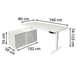 Produktbild für Schreibtisch Kerkmann Move 1, 2159, weiß, mit Sideboard