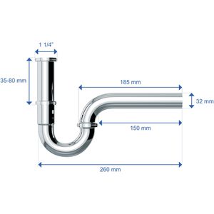 Produktbild für Siphon Variosan Röhrensiphon für Waschbecken