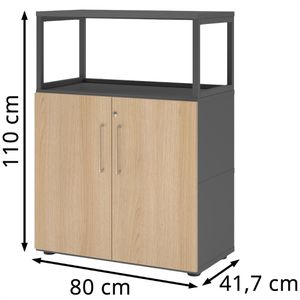 Produktbild für Kombischrank Hammerbacher FW38T2RG, eiche / graphit