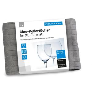 Produktbild für Fenstertuch Polyclean Glas-Poliertuch XL-Format, 2 Stück