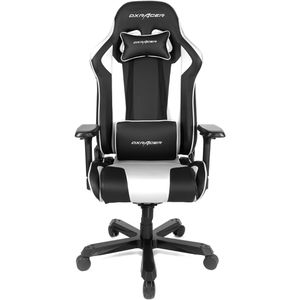 DXRACER Gaming-Stuhl weiß, bis – OH-KA99-NW, schwarz Kunstleder, Böttcher / Kopfstütze, 135 kg K-Serie, AG