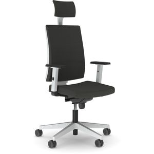 Nowy-Styl Bürostuhl Navigo, weiß, Stoff anthrazit, mit Kopfstütze, bis 110 kg