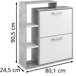 Produktbild für Schuhschrank Vicco Orlando, beton grau / weiß