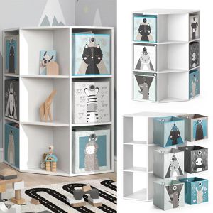 Produktbild für Bücherregal Vicco Luigi, weiß, mit 6 Faltboxen