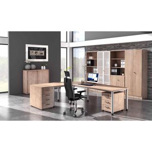 Produktbild für Schreibtisch Hammerbacher H-Serie, nussbaum / silber