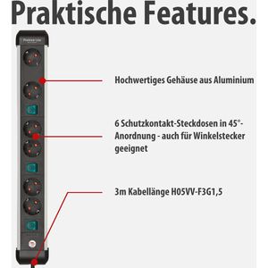 Produktbild für Steckdosenleiste Brennenstuhl Premium-Alu-Line, 3m