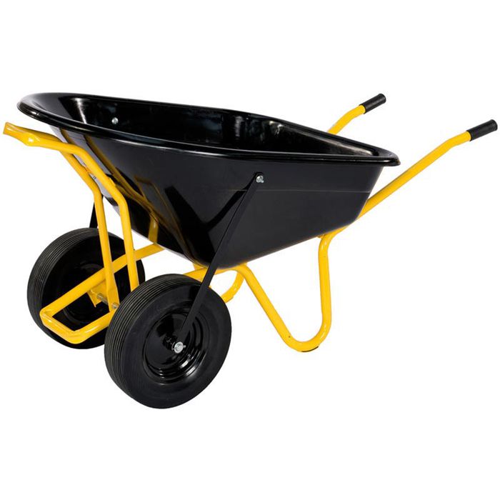 pro-bau-tec Schubkarre TWIN 40100, Tragkraft 220 kg, 2 Räder, pannensichere Bereifung, Kunststoffmulde, 160 Liter – Böttcher AG