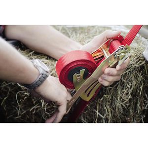 Produktbild für Spanngurt Kerbl 37183, rot, mit S-Haken &amp; Ratsche