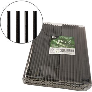 Strohhalme Papstar 87982 pure, schwarz, aus Papier