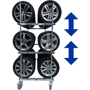 Produktbild für Reifenwagen Bertele Gigant, aus Metall, silber, für 48 Reifen